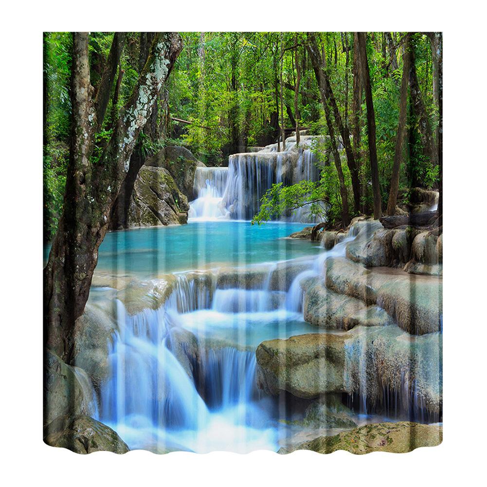 3D Printing Shower Curtain 180x180cm/180x200cm Window Scenery Green Plant Landscape Bathroom Curtains With Hooks Waterproof