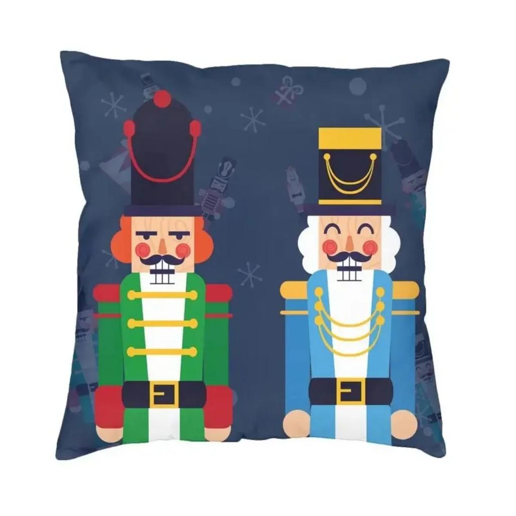 Nutcracker Soldier Toy Christmas Gift Cushion Cover Sofa Home Decorative Square Pillow Case 45x45cm