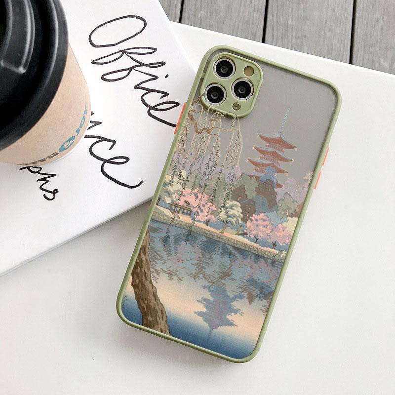 Japanese Anime Scene Landscape Phone Case for iPhone X XR XS 12 13 14 11 15 Pro Max Mini 8 7 Plus Cartoon Scenery Covers Fundas