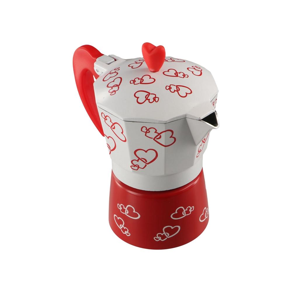 Octagonal Aluminum Mocha Pot Heart Pattern Coffee Maker Pot Household Espresso Coffee Kettle Gift