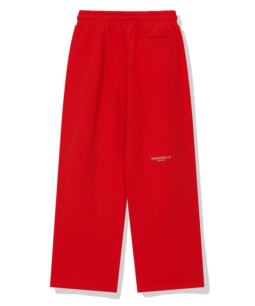 BEENTRILL Essential Hashtag Logo Brushed Sweatpants (Red)