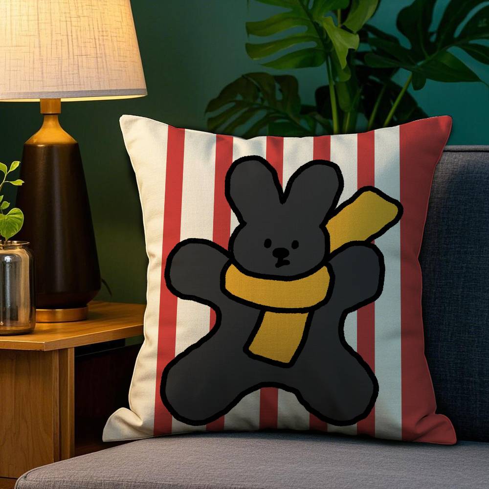 Happy Dog Pillow Case Plush Fabric Soft Double Sided Print Home Sofa High Quality Cushion Cover Throw