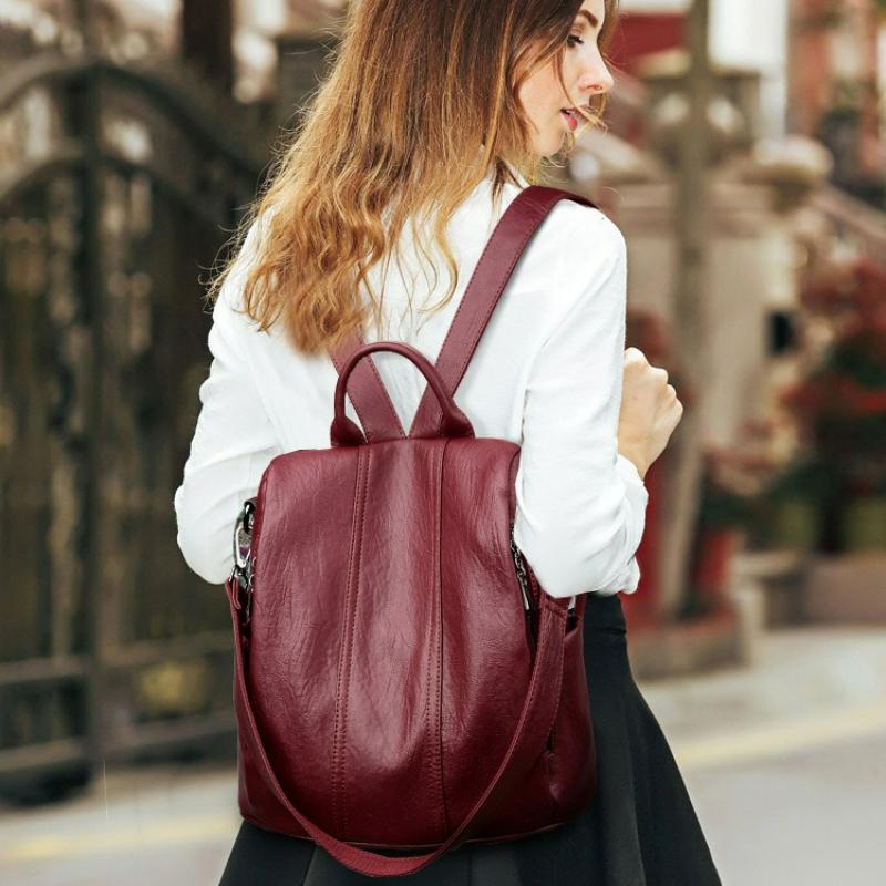 New Fashionable Backpack, Simple Women's Bag, Lightweight Backpack, Casual Travel, Large Capacity Soft Leather Backpack