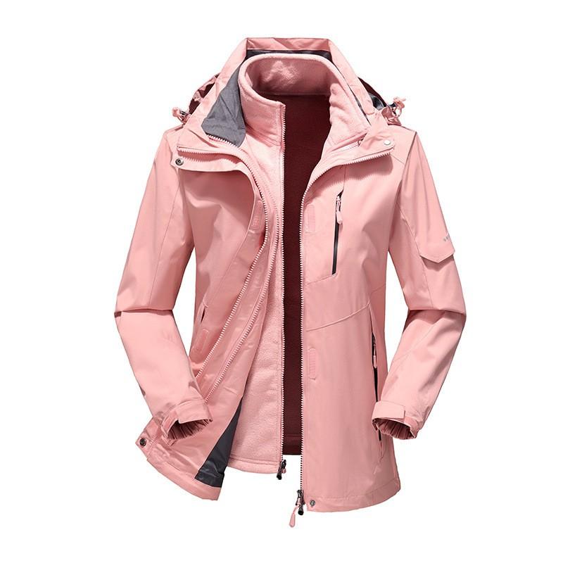 Men Women 3-in-1 Waterproof Windproof Winter Hiking Jacket With Removable Fleece Liner Outdoor Sport Coat