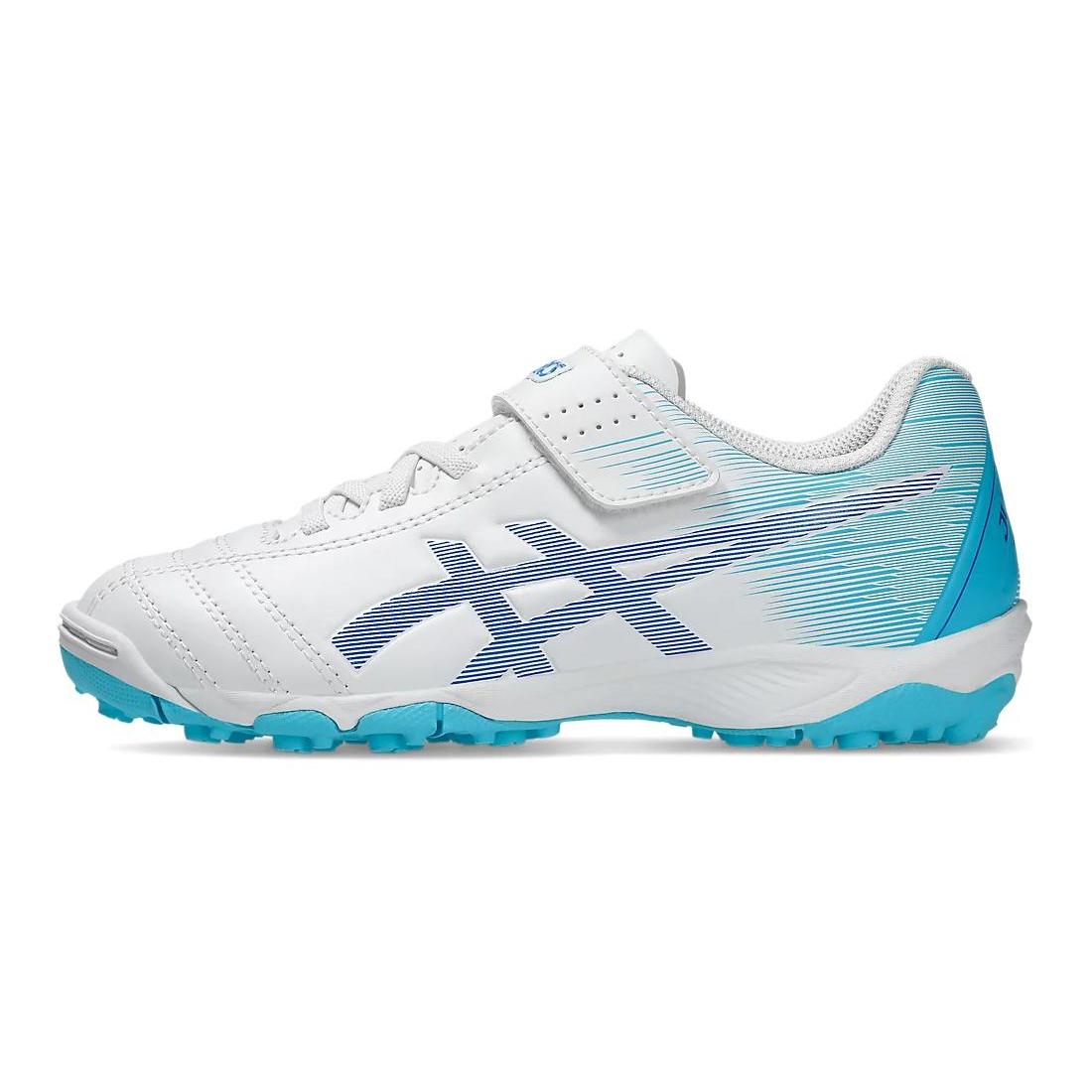 

ASICS Juniole 6 TF Cushioning, Wear Resistant Low top Kids Soccer Shoes White Blue Kids 1104A045-106 32.5