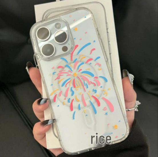 

Colorful Fireworks Magnetic Phone Case for iPhone 17 Pro Max, 16, 14P, 11 - Transparent with Touch Buttons iPhone 15