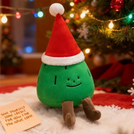 Cartoon Christmas Little Pine Tree Plush Doll Wearing Santa Hat Doll Children'S Rag Doll New Year'S Gift