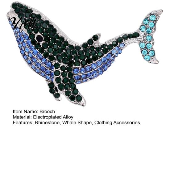 Bag Decoration Pin Women Rhinestone Whale Brooch, Sea Animal Decorative Badge Shape Brooch Pin, Sweater Cardigan Coat Dress Jewelry Accessories Luxury