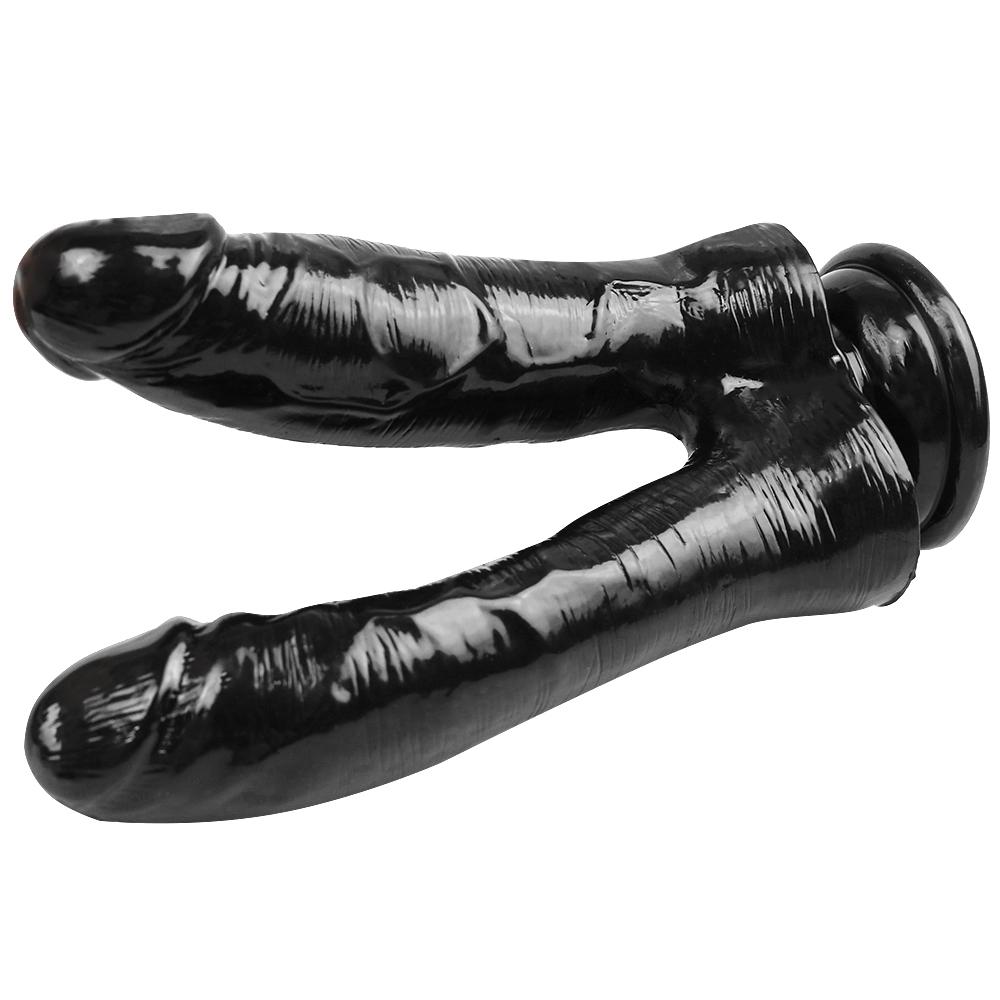 Realistic Double Ended Dildo Sex Toy for Women or Couples Dual Sided Headed Penetration Dong Device with Simulated Penile Sucker