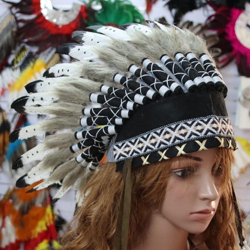 Federkopfschmuck Zarte Ethnische Amerikanische Indianer Kopfbedeckung Afrikanischer Stammeshäuptling Bühne Halloween Party Haarband