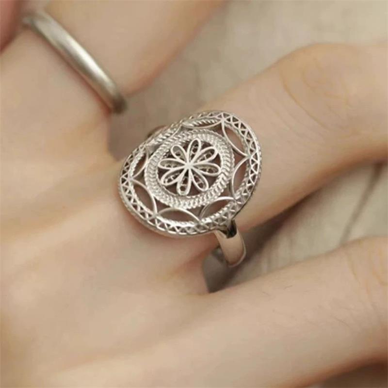 Nischen-Mode Spitze Hohlblume Offene Ringe Für Frauen Folk-Stil Neuer Schmuck Geschenk Party Geburtstag Großhandel anillos
