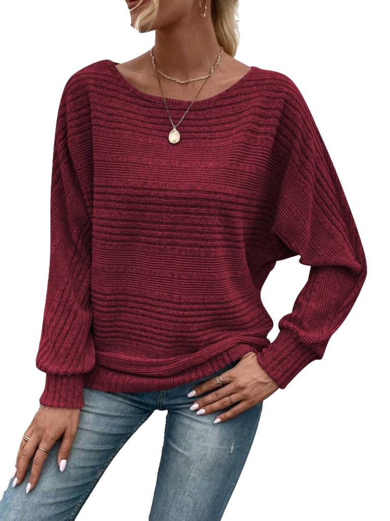 Women's Comfortable Casual Solid-Color Long-Sleeve Crew Neck Pullover Top