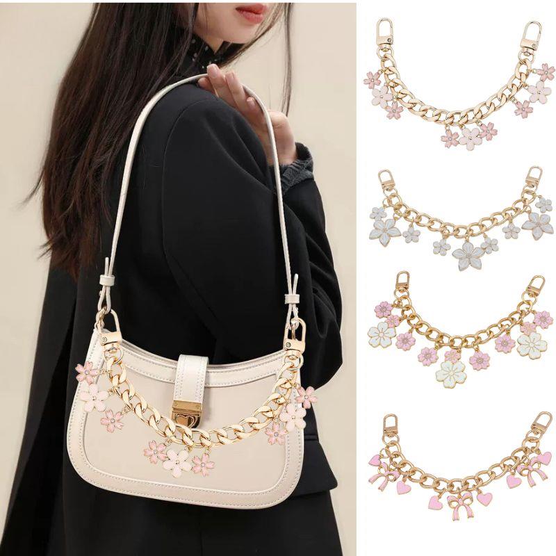 HOT Cherry Blossom Bag Pendant Chain Bow Heart Enamel Phone Charm Bag Chain Bag Extension Strap Crossbody Bag Accessories