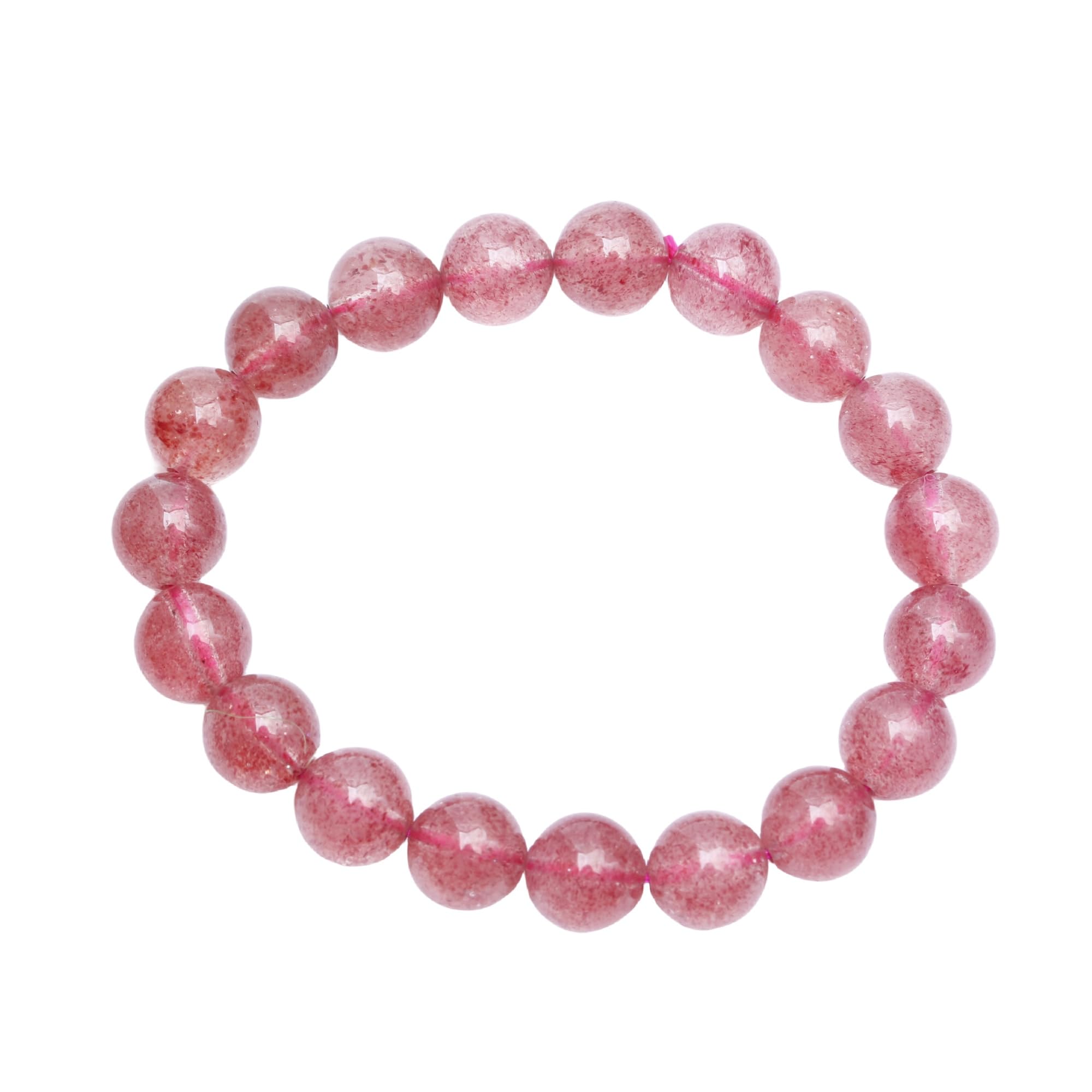 

[K.KOUOKU] Strawberry Quartz Bracelet, 10mm, Power Stone, Love Luck, Gift, Natural Stone, Prayer Beads (Strawberry Quartz-10mm)