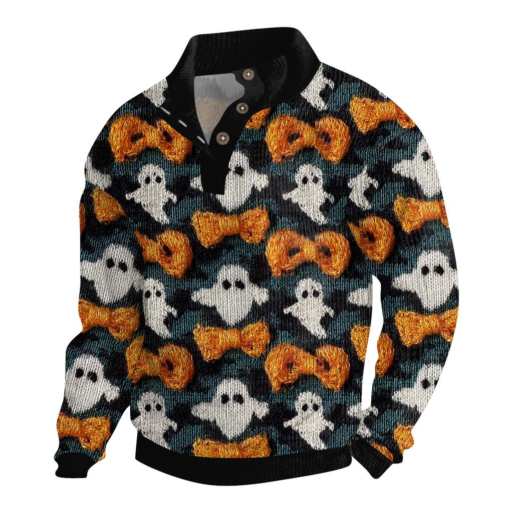 Men's Halloween Printed Corduroy Button Shirt