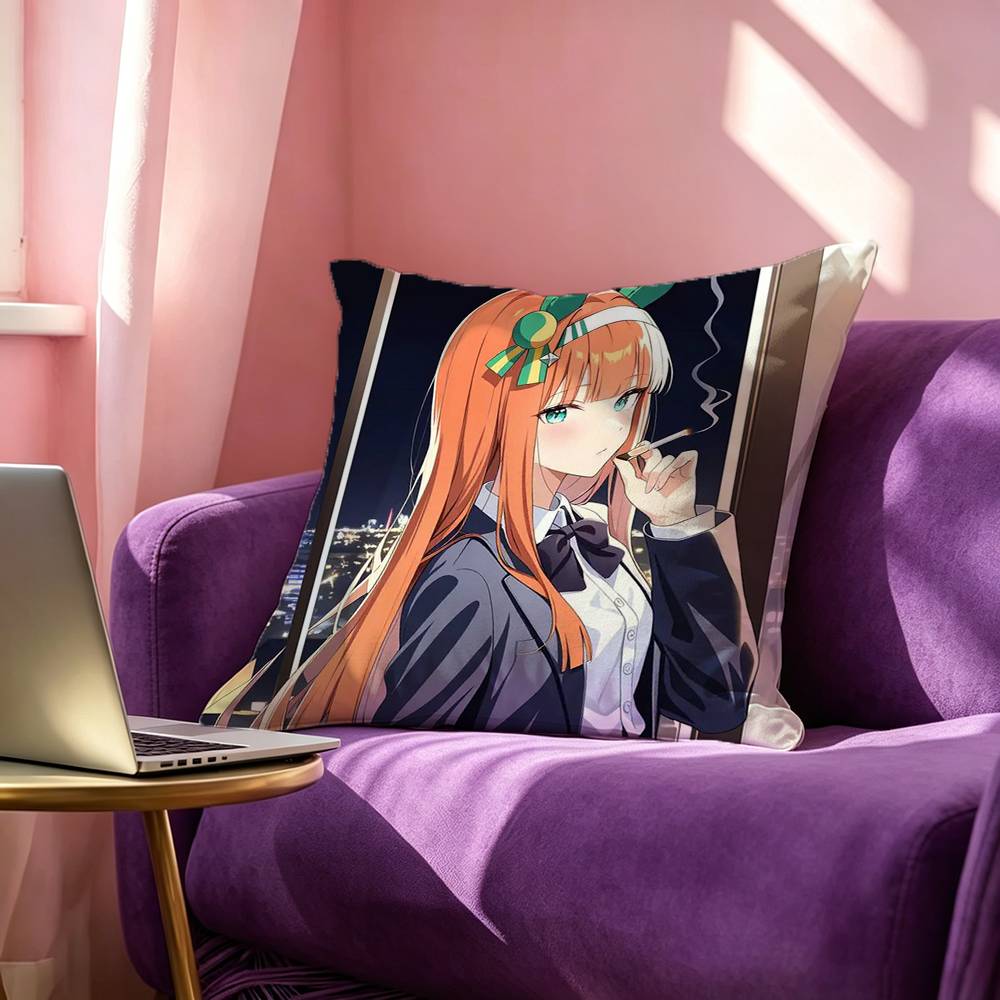 Special Week Silence Suzuka Tokai Teio Vodka Square Double-Sided printed Pillow Case Bedroom Bedside Pillow Sofa Cushion Cover