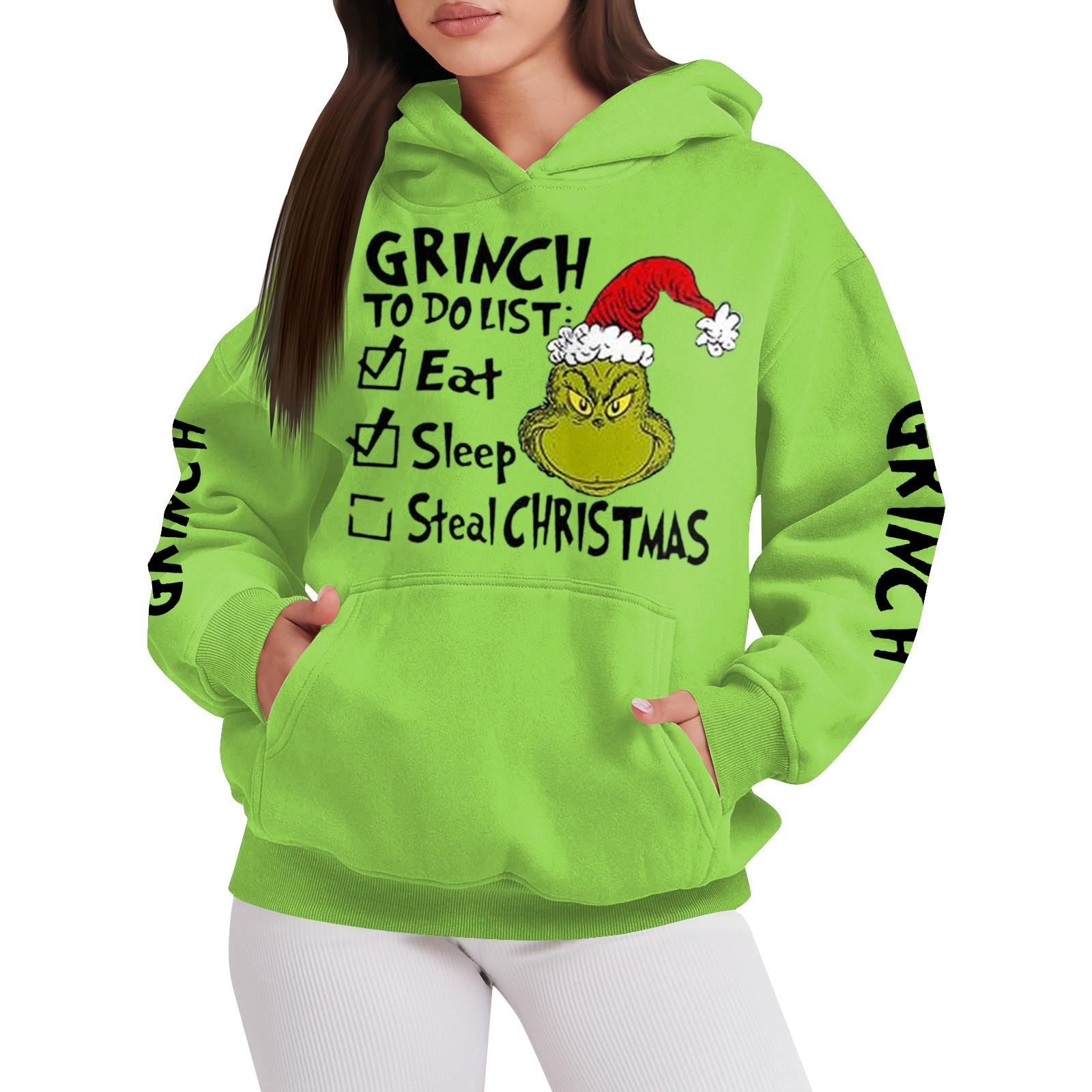 

Женская модная свободная толстовка с длинными рукавами и круглым вырезом, плюшевая толстовка с рождественским принтом, топ M чёрный