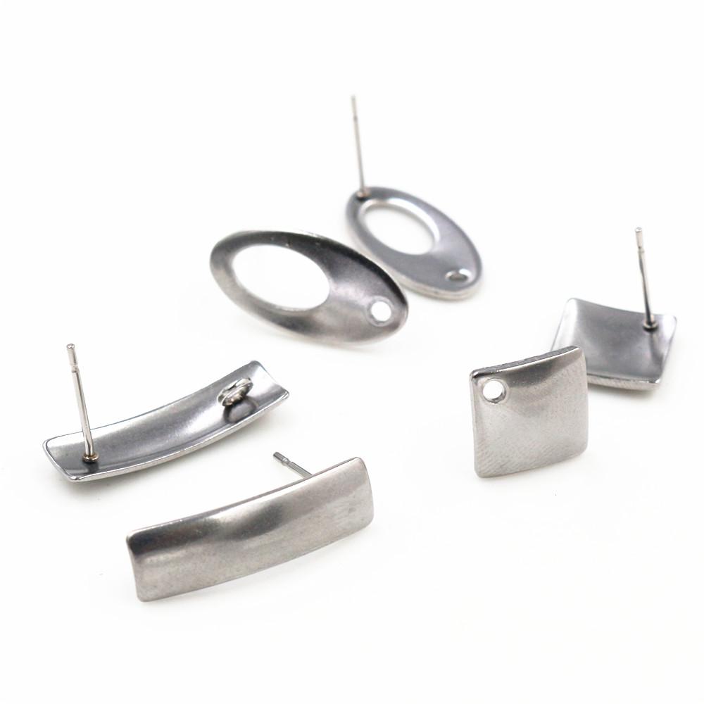 20pcs/Lot 316 Stainless Steel Geometric Polygonal Earring Stud Earring Posts Connector For DIY Earring Jewelry Making Supplies