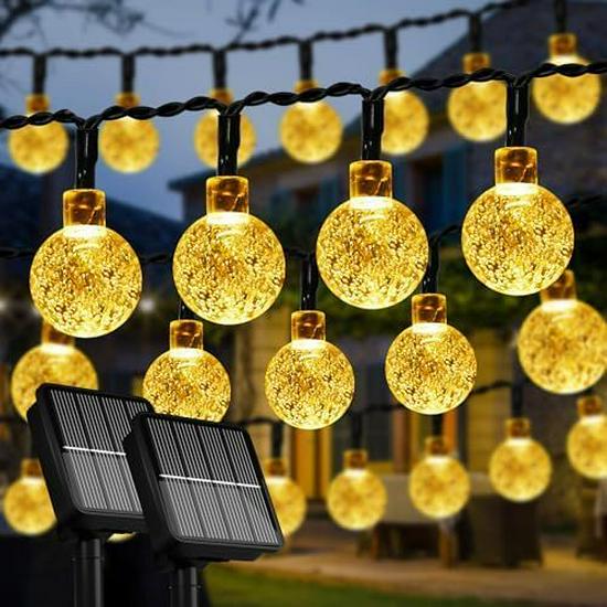 LED Solar Bubble Ball String Lights - Outdoor Camping & Courtyard Fairy Lights