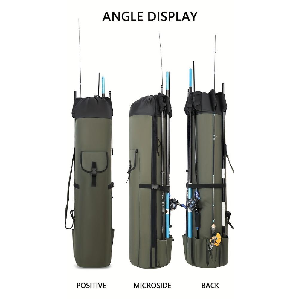 Green fishing rod bag, durable folding fishing gear handbag, multi-functional large-capacity high-quality fishing rod box.
