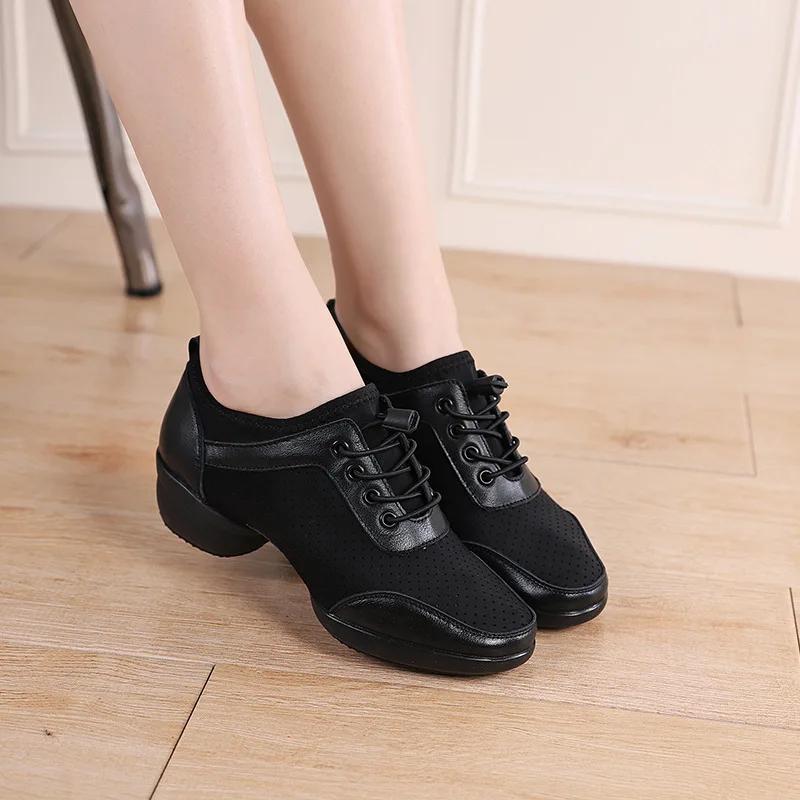 Fashion Woman Cowhide Sports Feature Soft Outsole Breath Dance Shoes Sneakers for Practice Ballet Shoes Modern Jazz Shoes