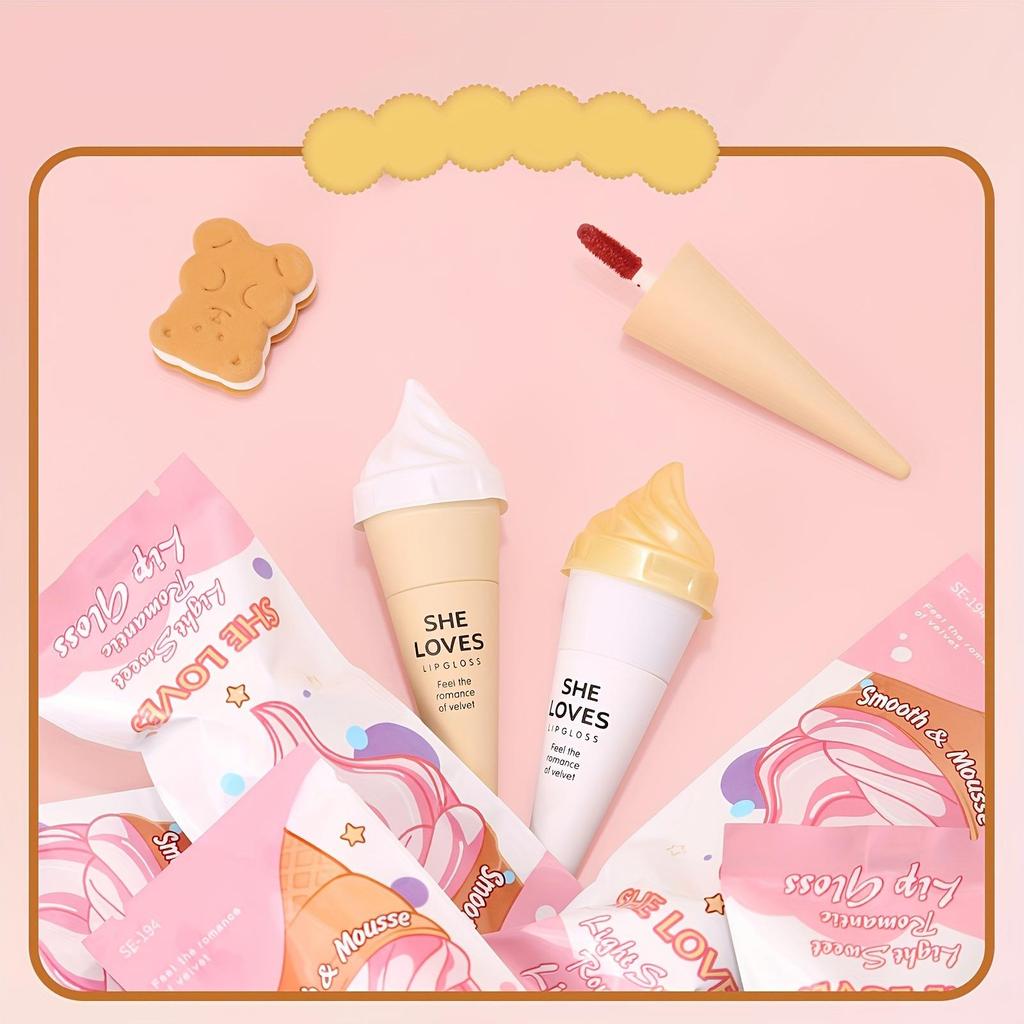 Glaçage à lèvres crème glacée 6 couleurs, mignon, populaire, haute beauté, Surface de brume mate, imperméable, ne reste pas, tasse, rouge à lèvres, ne tache pas