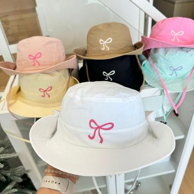 Cute Girl Bow Bucket Hat Summer Light and Quick Drying Mountaineering Hat Girls Travel Shade Sun Protection Hat