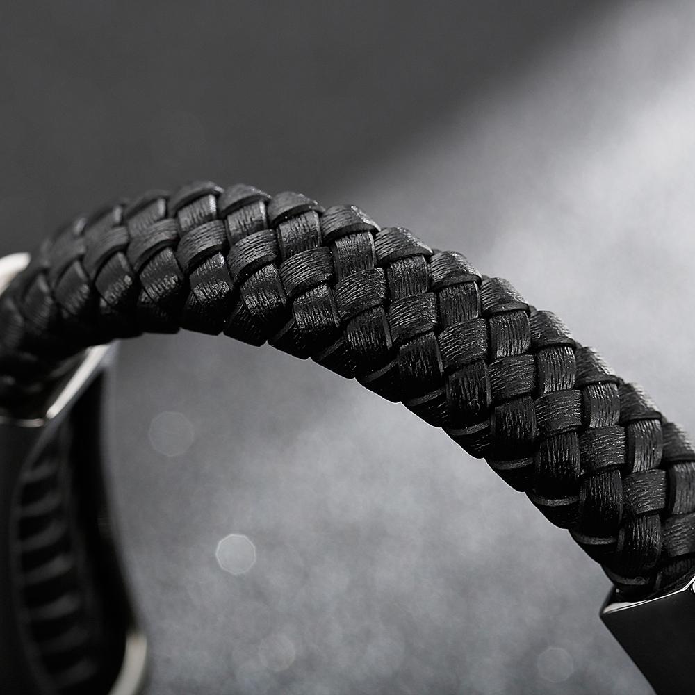 Gotiska Djursmycken 316L Rostfritt Stål Kung Lejonhuvud Armband för Män Herr Flätat Läder Manschett Wrap Armband Armband