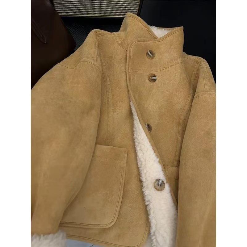 Retro Brown Fur Collar Wool Coat - 2025 Autumn/Winter Collection