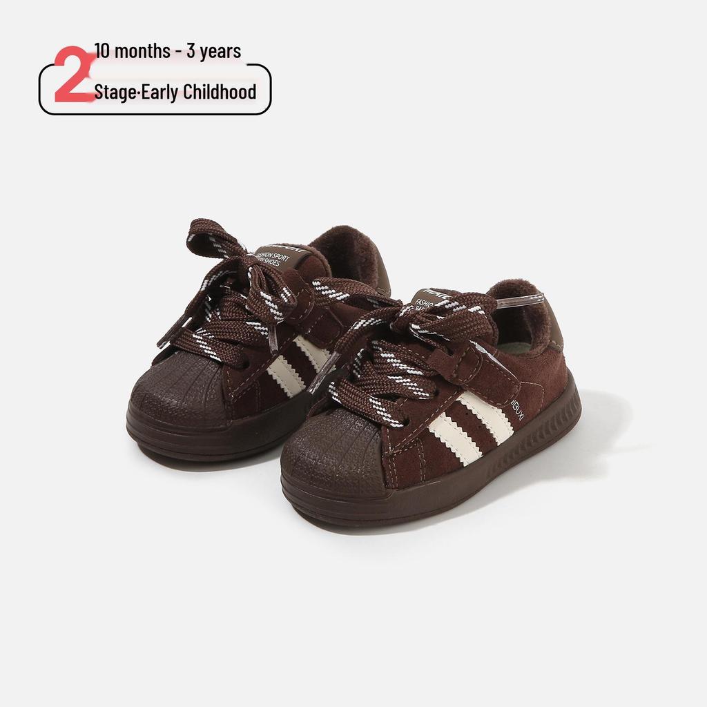 2025 Winter Baumwoll Lauflernschuhe für Babys und Kleinkinder mit Muschelkappe für Jungen und Mädchen