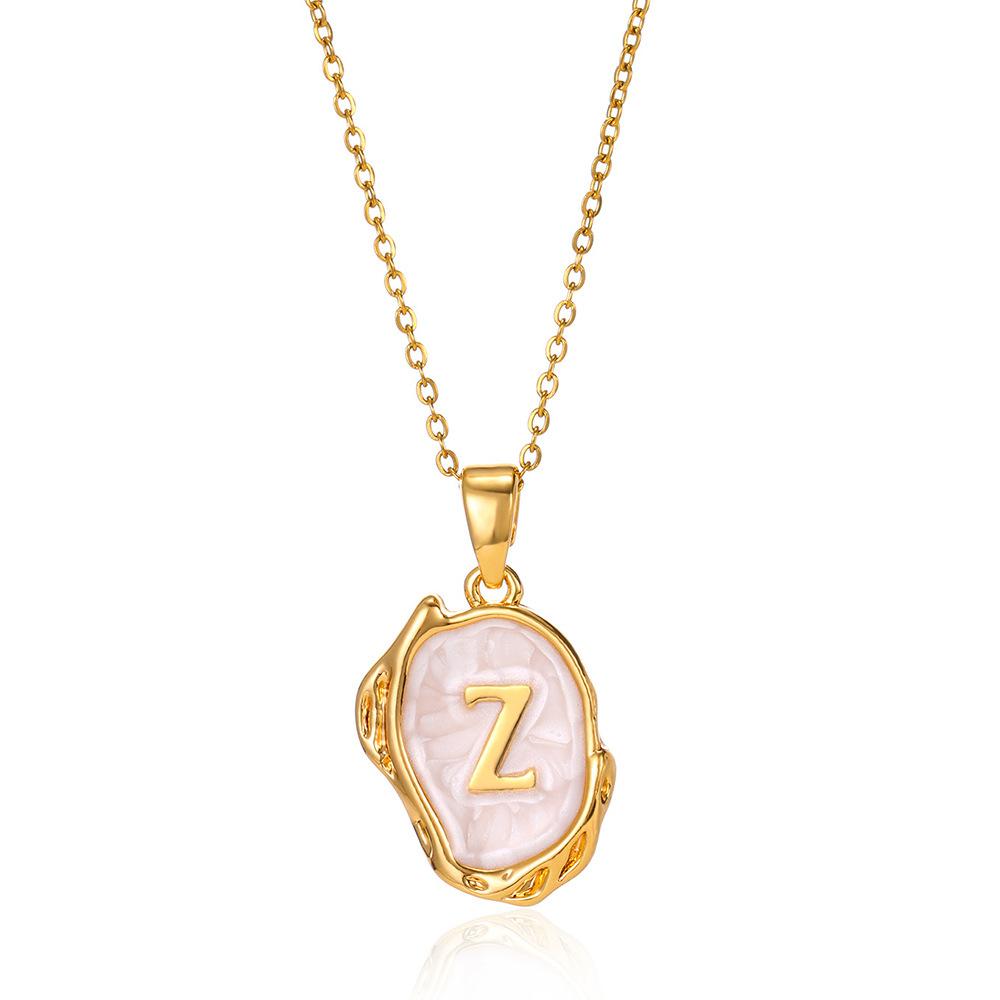 26 Letter Irregular Pendant Ladies 18K Gold-plated Letter Necklace Dating Birthday Gift