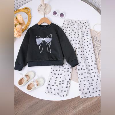 Kids Cartoon Casual Fashion Outfit Set Long Sleeve Top & Pants