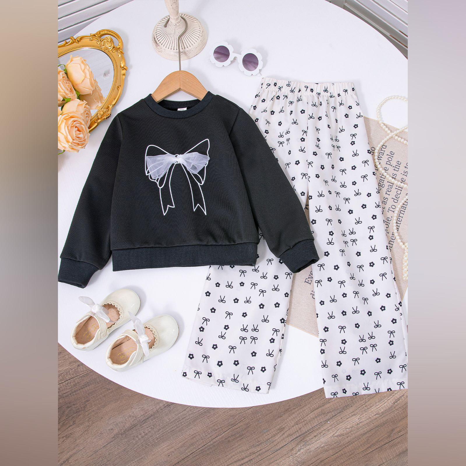 

Детский мультяшный повседневный модный комплект: топ с длинным рукавом и брюки 8Y