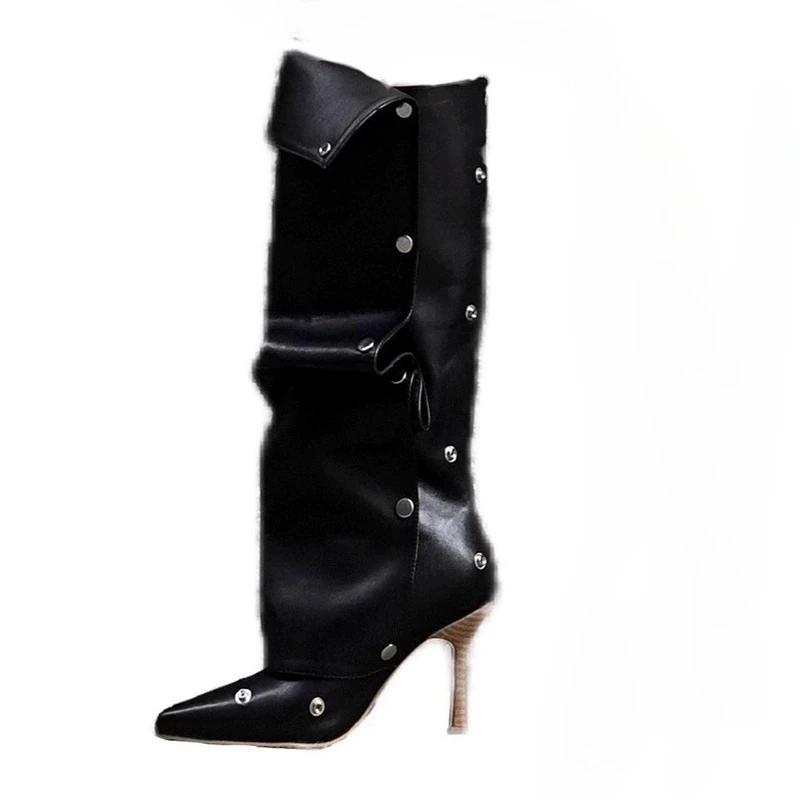 Fashion Designer High Heels Women's High Boots Sexy Pointed Toe Heeled Shoes Autumn 2025 Pumps Chelsea Boots New Trend Goth Woman Boots