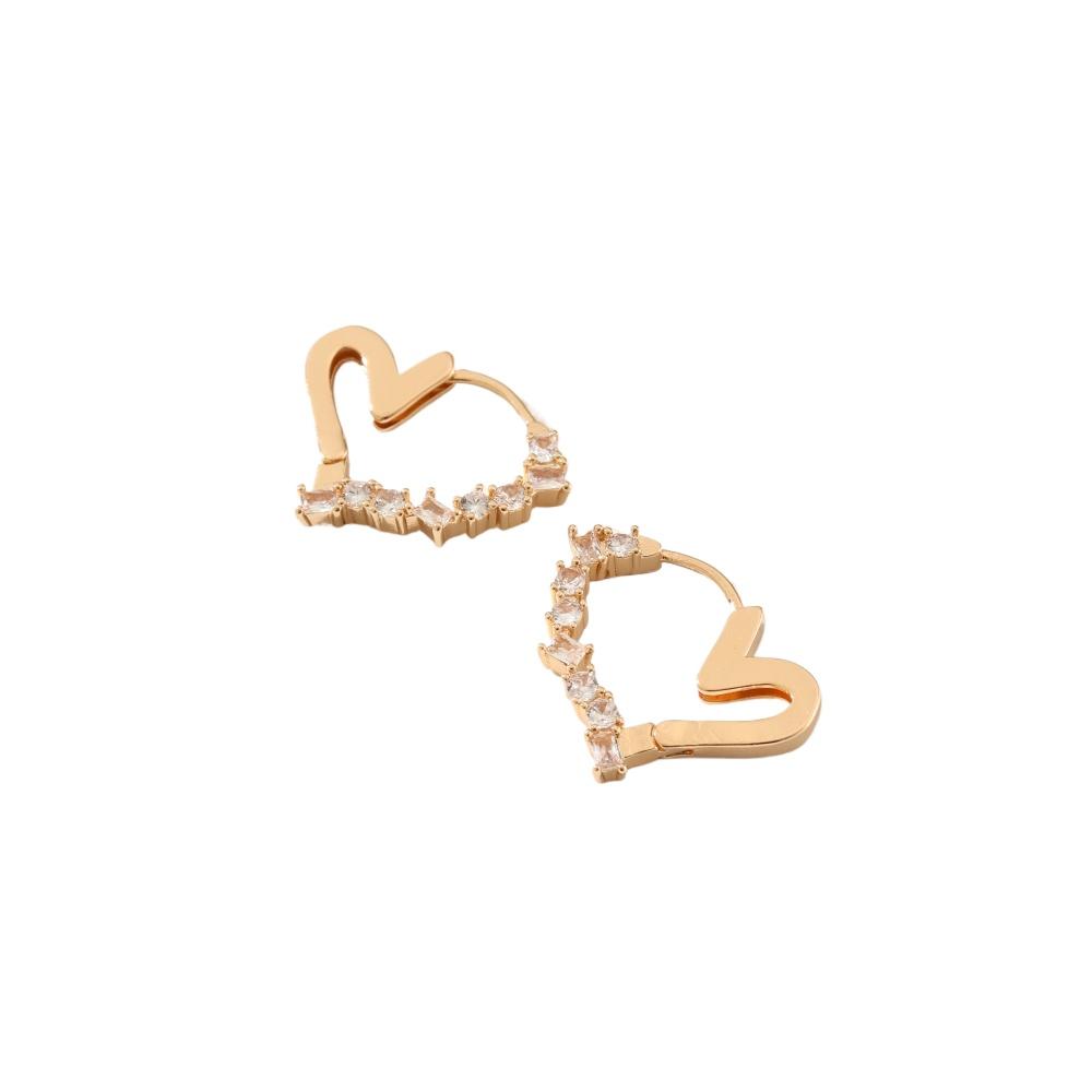 Luxurious Heart Shape Hoop Earrings for Women Cubic Zirconia Earring Jewelry Wedding Party Accessories