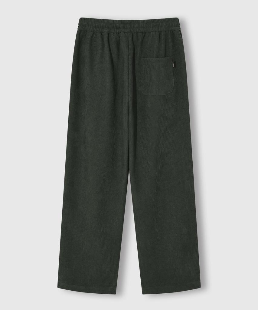 LEMAIN SECOND Single-Pleat Wide Corduroy Elastic Pants [Khaki]