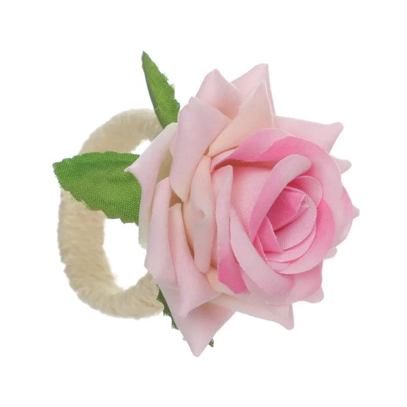 Flower Napkin Rings Set of 6, Rose Napkin Buckles Dinner Napkin Holder for Valentine's Day,Wedding, Parties Table Decoration