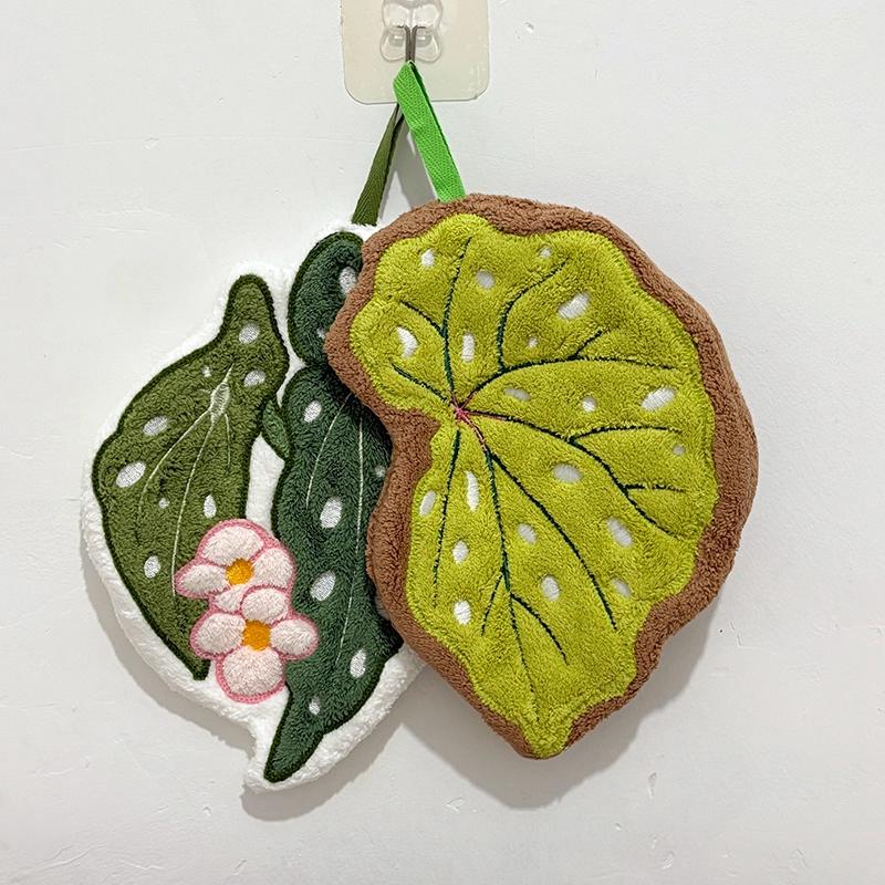 Blatt Hängendes Handtuch Grüne Pflanze Saugfähiges Korallenfleece Schnelltrocknende Handtücher Küche Verdicktes Taschentuch Weihnachtsgeschenke
