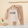 Children Cotton Raglan Long Sleeve Top and Pants Set Boys Girls Thermal Underwear for Spring Fall