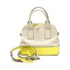 With Shoulder Strap 2WAY Handbag Beige X Yellow Women Used