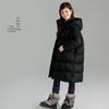 Girls' High Loft White Duck Down Long Winter Jacket - Water Repellent & Windproof (2025)