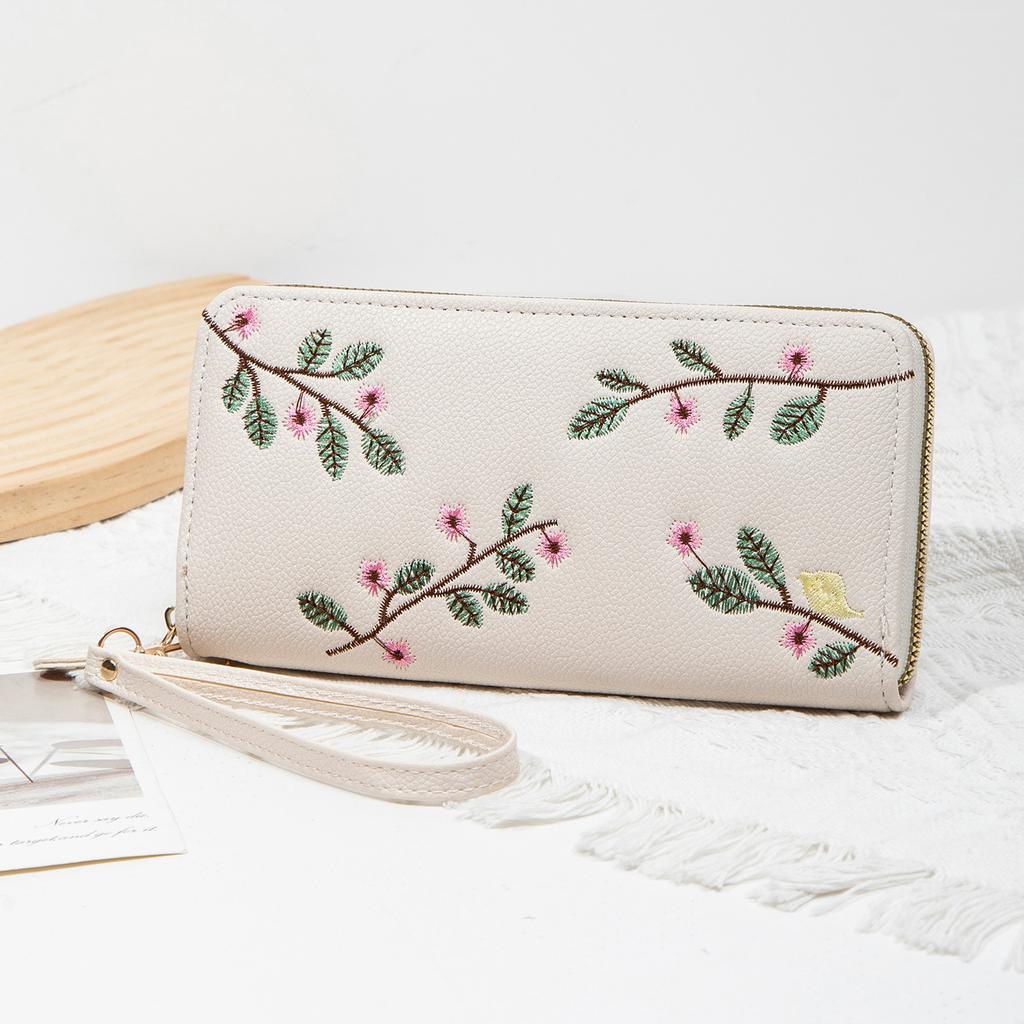New Women's Embroidered Flower Pocket Wallet Card Position Wallet Multi Sensory Fashion Metall Women's Handheld Bag