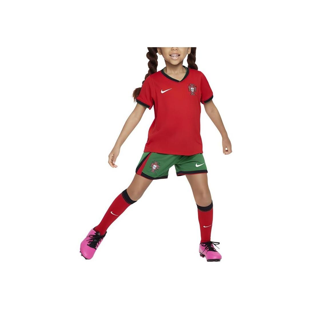 

Nike Casual Sports Suit 2024 Season Portugal Home Fan Version Color Block V-Neck Short Sleeve Football Shirt Elastic Waist Shorts FJ1595-657 S