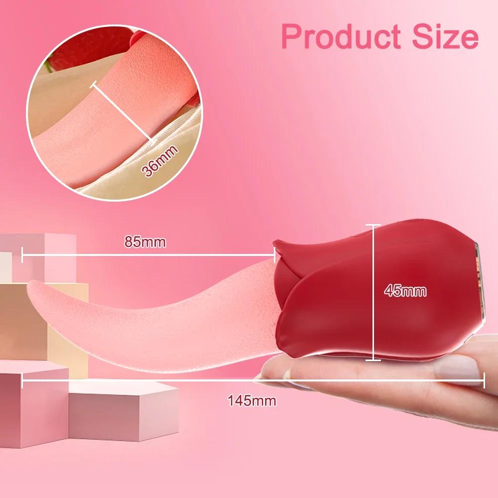 Rose Tongue Licking Vibrator for Women Nipples Clitoral Stimulator Vagina Massager Female Masturbator Vibrating Adult Sex Toys
