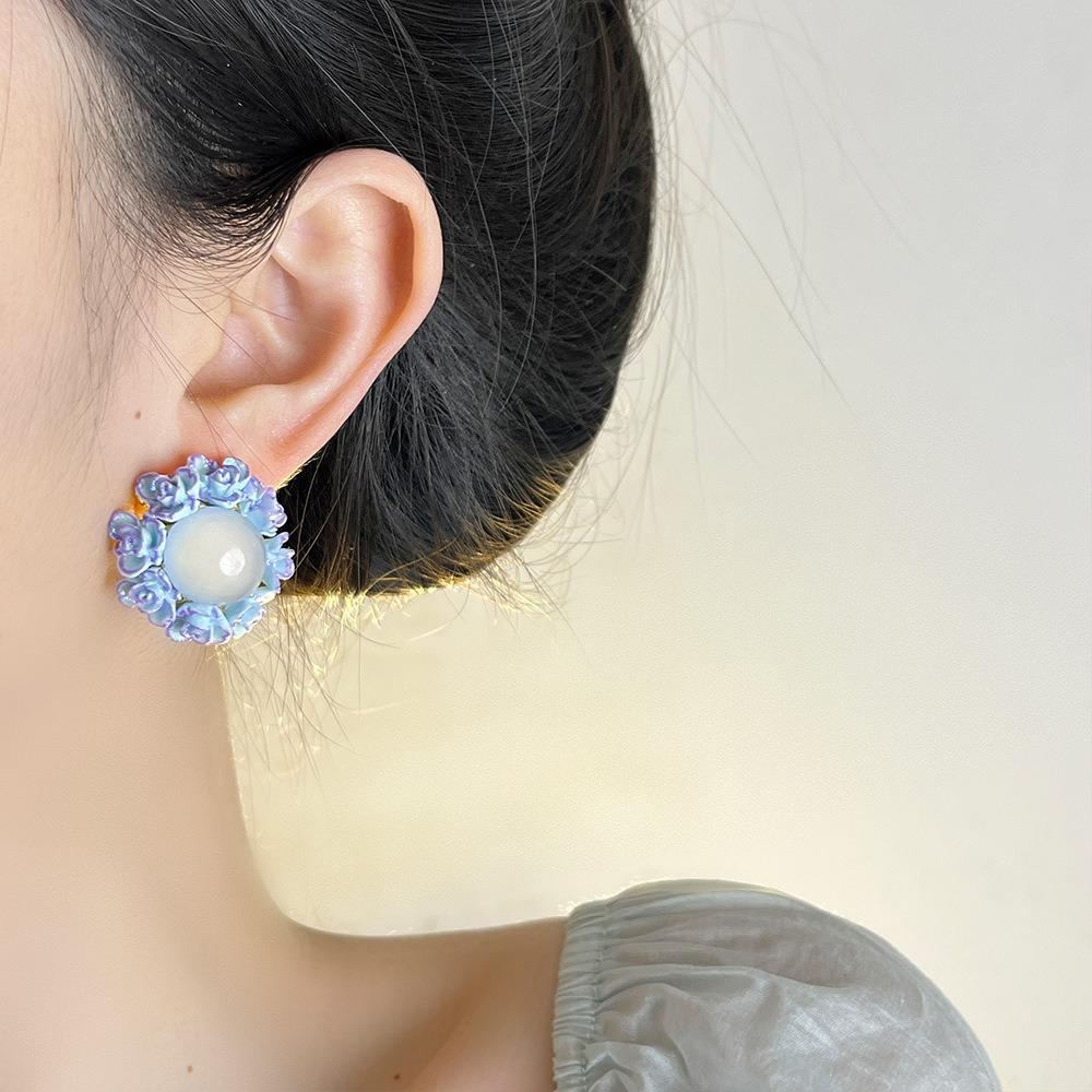 Rose Bohemian Earrings Women Ear Jewelry Sweet Flower Earrings Elegant Flower Stud Earrings  Gift