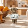 Highland Cow Ornament Desktop Ornament, Heartwarming Animal Figurine, Resin Small Window Shelf Decor Statue with Confession Sign for Home Office Desk