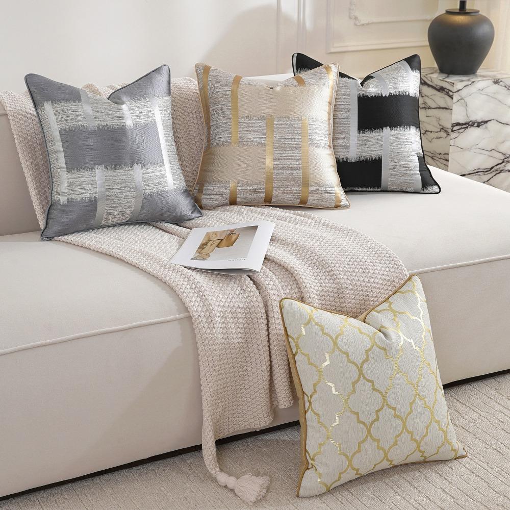 Geometric Weaving Patterns Silk Texture Throw Pillow Cover Zipper Closure Cushion Cover Sofa