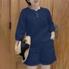 ZANZEA Women Long Sleeve Blouse and Shorts Summer Two Piece Suit Sets