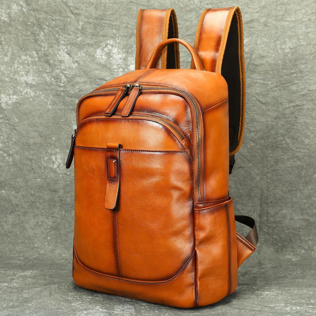 Herrenrucksack aus echtem Leder: Leichte, geräumige, Business Casual Computertasche