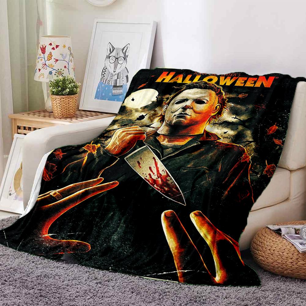 Halloween Horror Movie Poster Blanket Soft Throw Blanket For Home Bedroom Bed Sofa Travel Office Solid Christmas Blanket